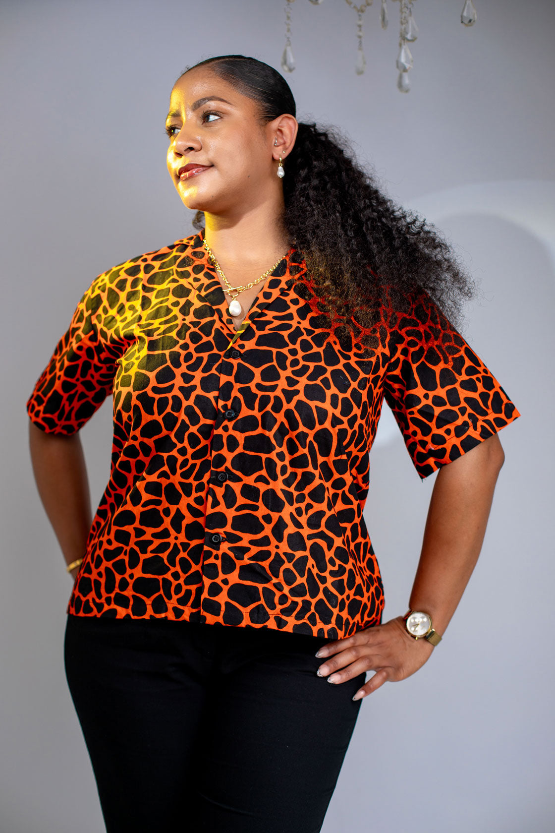 Shade Loose Ankara Shirt Top