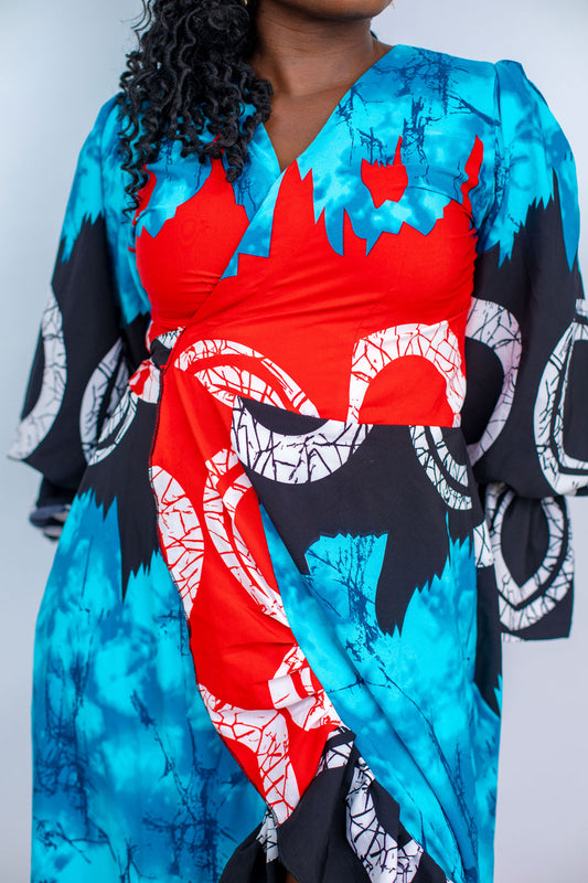 Toke Printed Crepe Wrap Long Dress