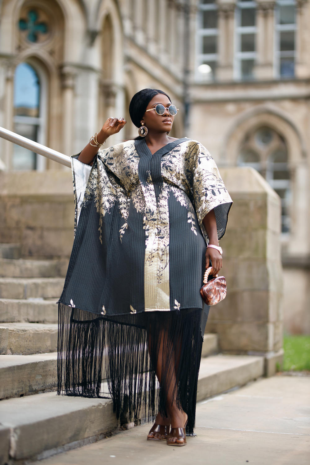The Aurelia Jacquard Fringe Kaftan