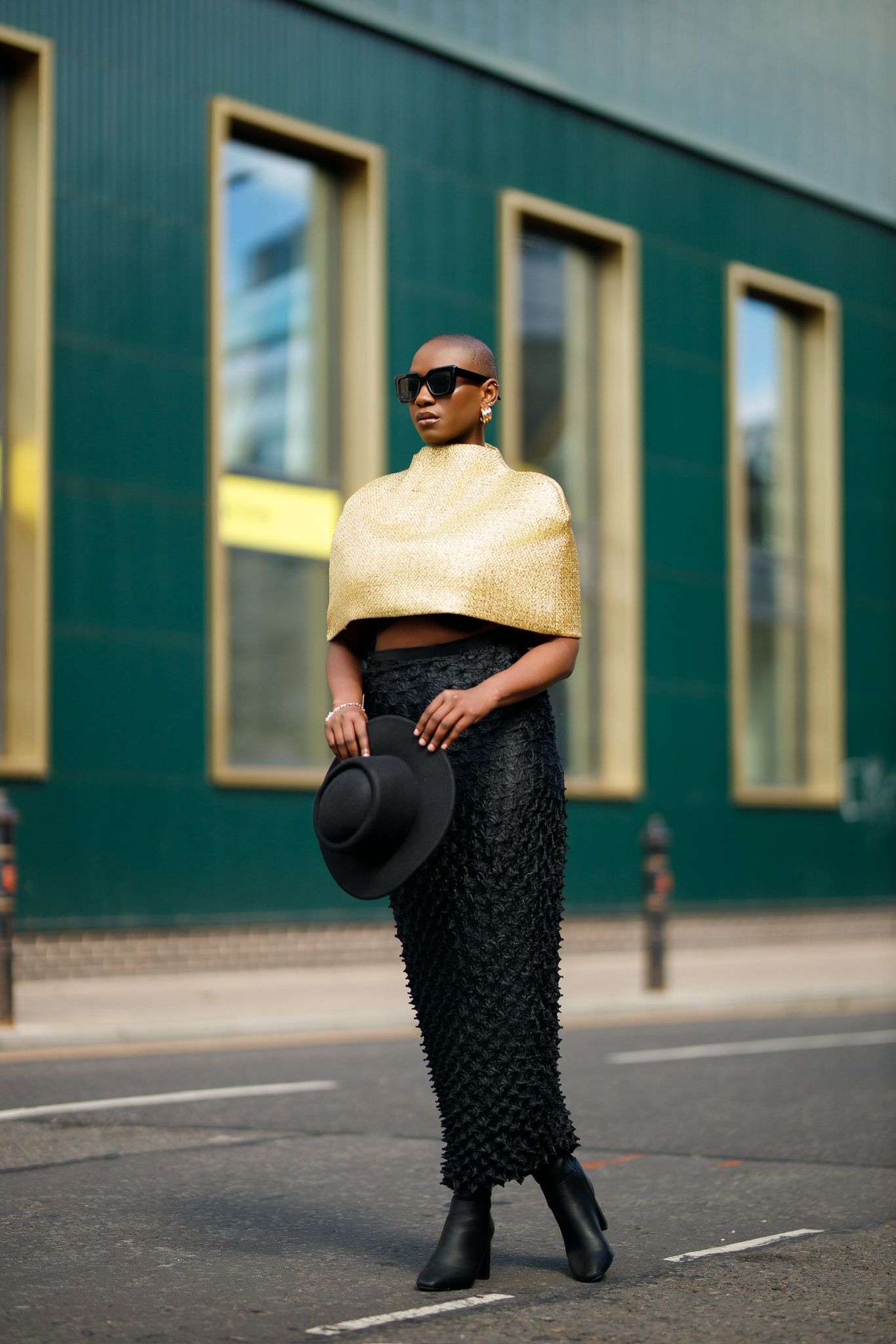 Black Mosaic Pencil Skirt