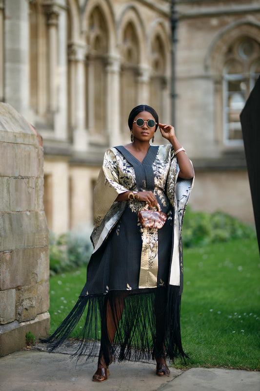 The Aurelia Jacquard Fringe Kaftan