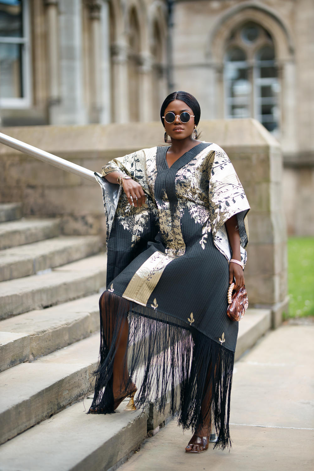 The Aurelia Jacquard Fringe Kaftan
