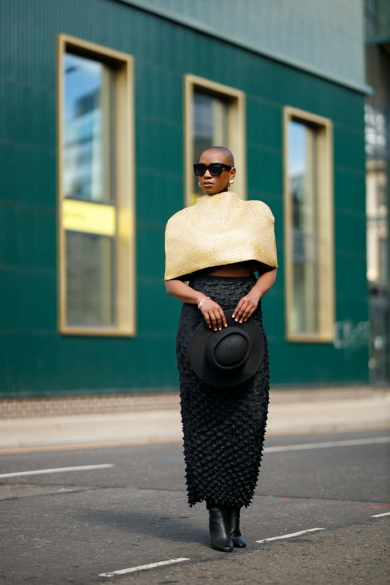 Black Mosaic Pencil Skirt