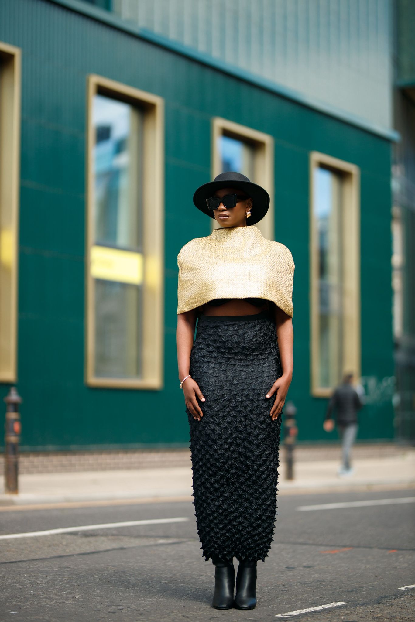 Black Mosaic Pencil Skirt